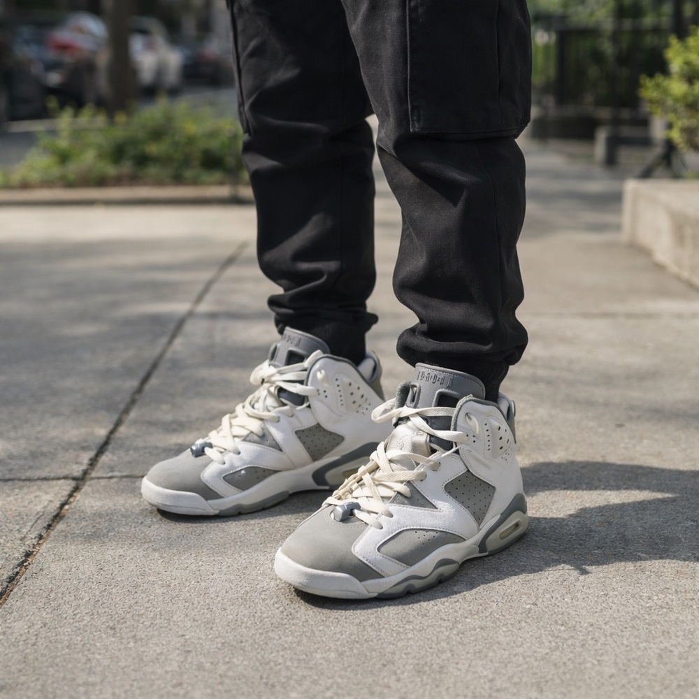 Nike Air Jordan 6 Men’s Retro Cool Gray and White High-Top Sneakers